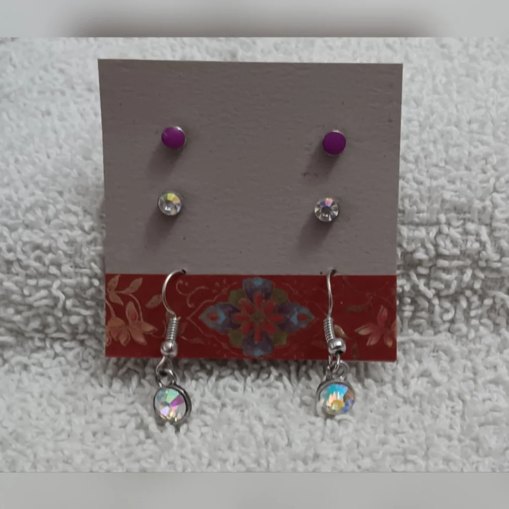 Purple and Iridescent Earring Set
